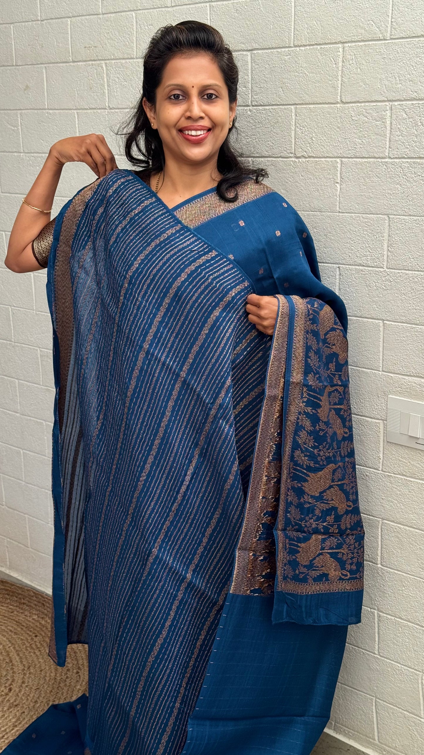 Moonga Tussar Flamingo