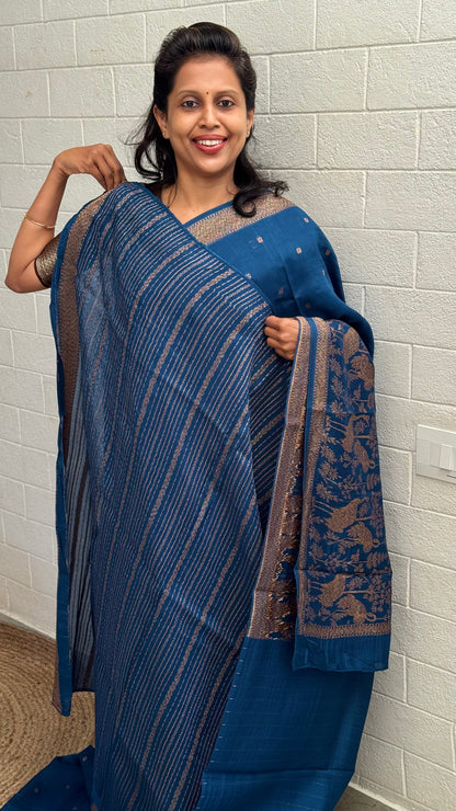 Moonga Tussar Flamingo