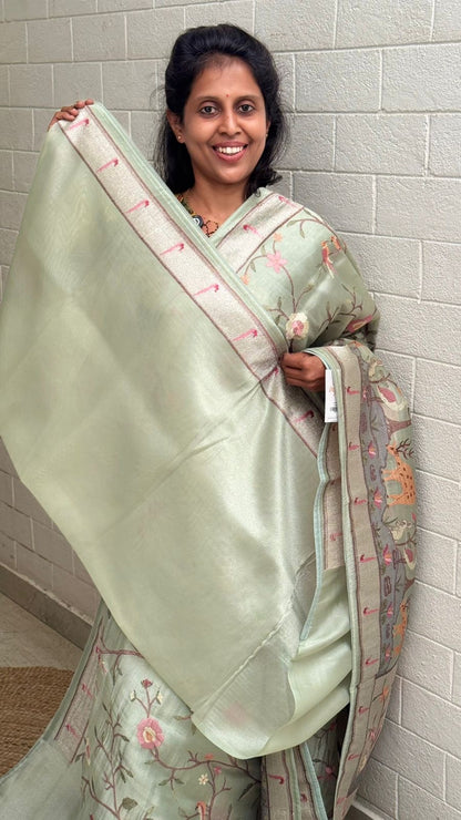 Tissue Embroidered Saree