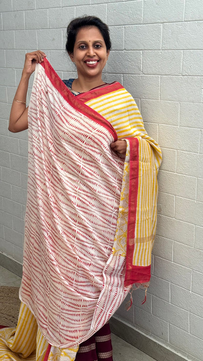 Pure Chanderi Handblock Saree