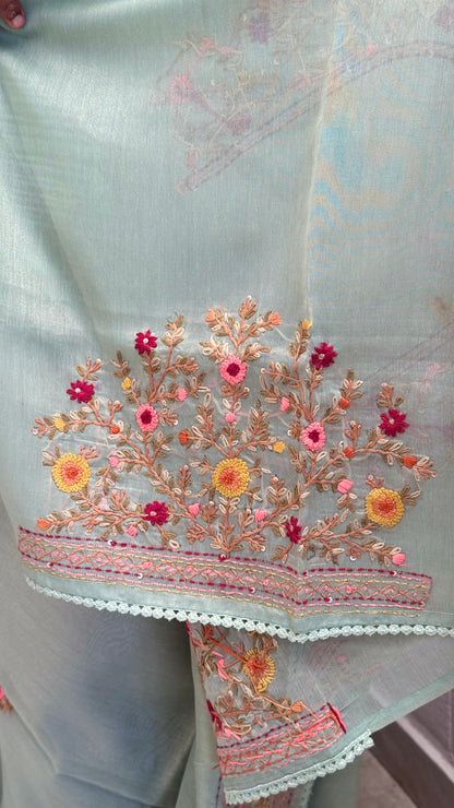 Linen Tissue Embroidered Saree