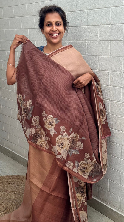 Pure Tussar Floral Saree