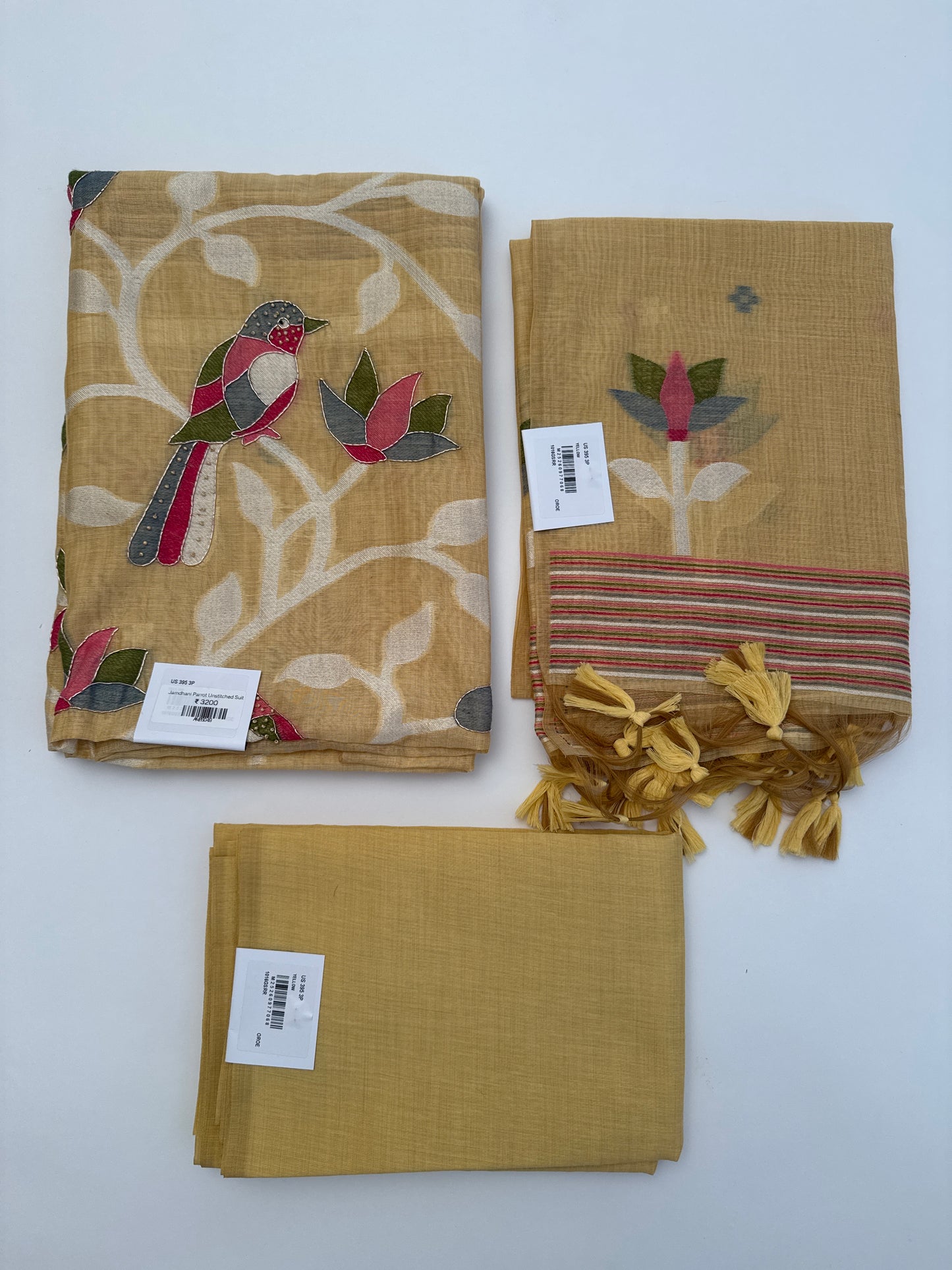 Jamdhani Parrot Unstitched Suit