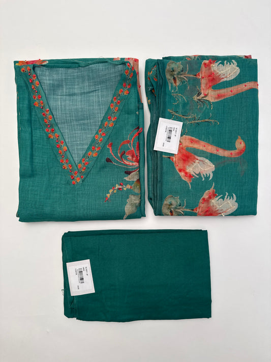 Linen Floral Unstitched Suit