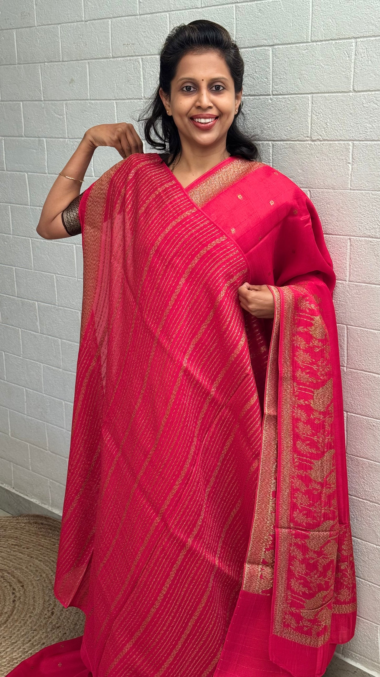 Moonga Tussar Flamingo