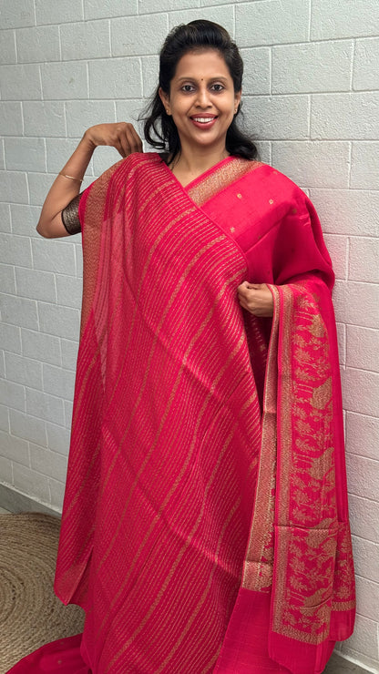 Moonga Tussar Flamingo