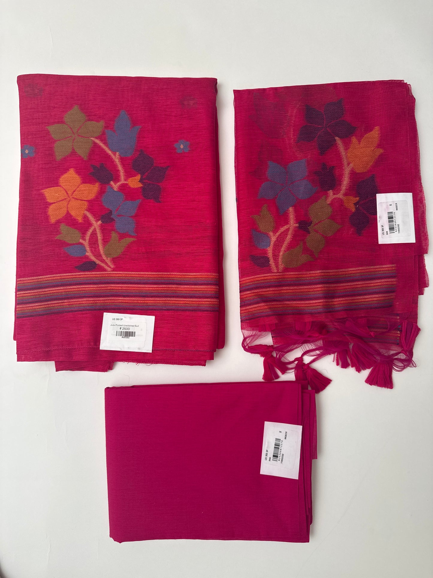 Jute Printed Unstitched Suit