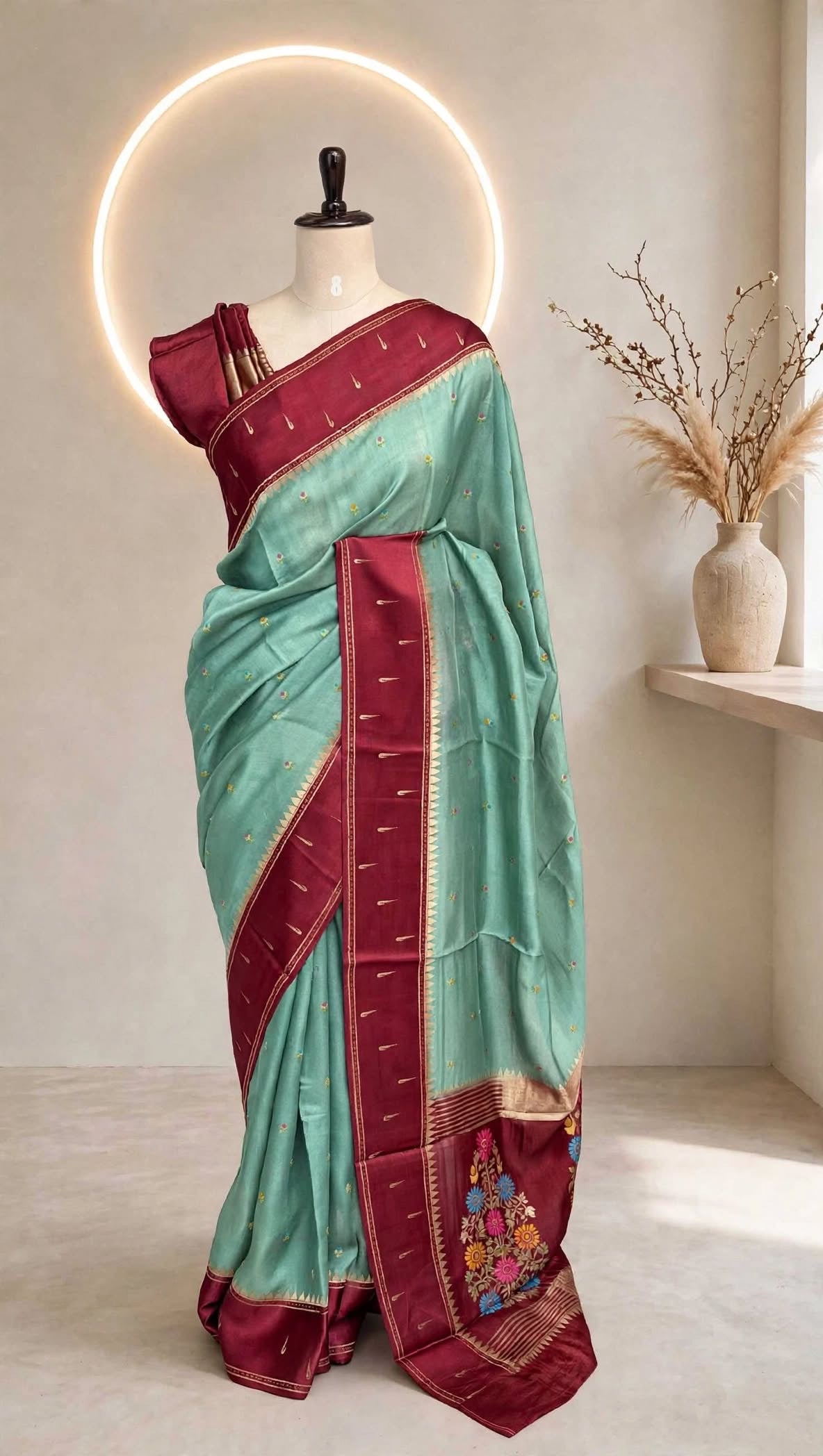 Blended Kosa Meenakari with Paithani Saree