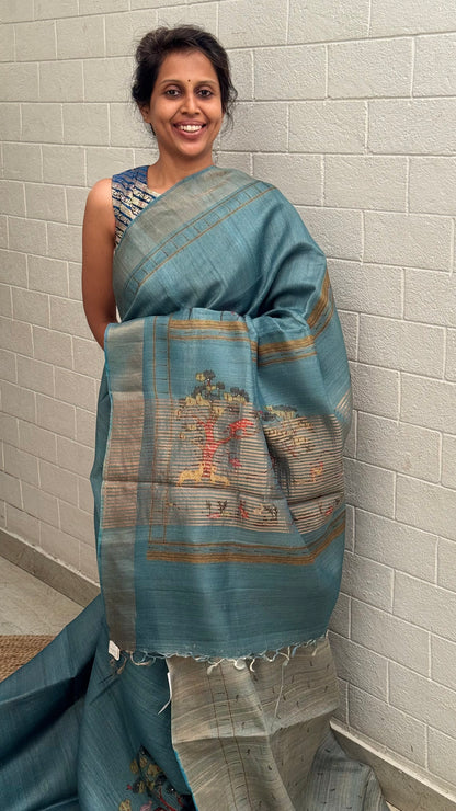 Pure Tussar Paithani Border Saree