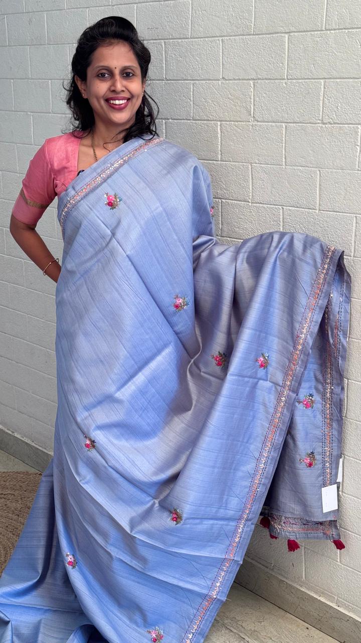 Blended Tussar Kantha Saree