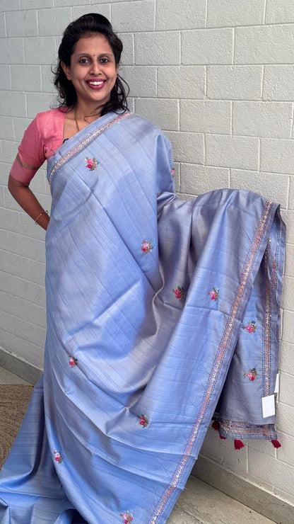 Blended Tussar Kantha Saree