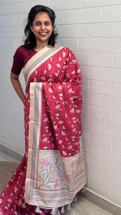 Blended Tussar Print Saree