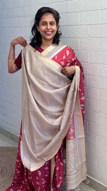 Blended Tussar Print Saree