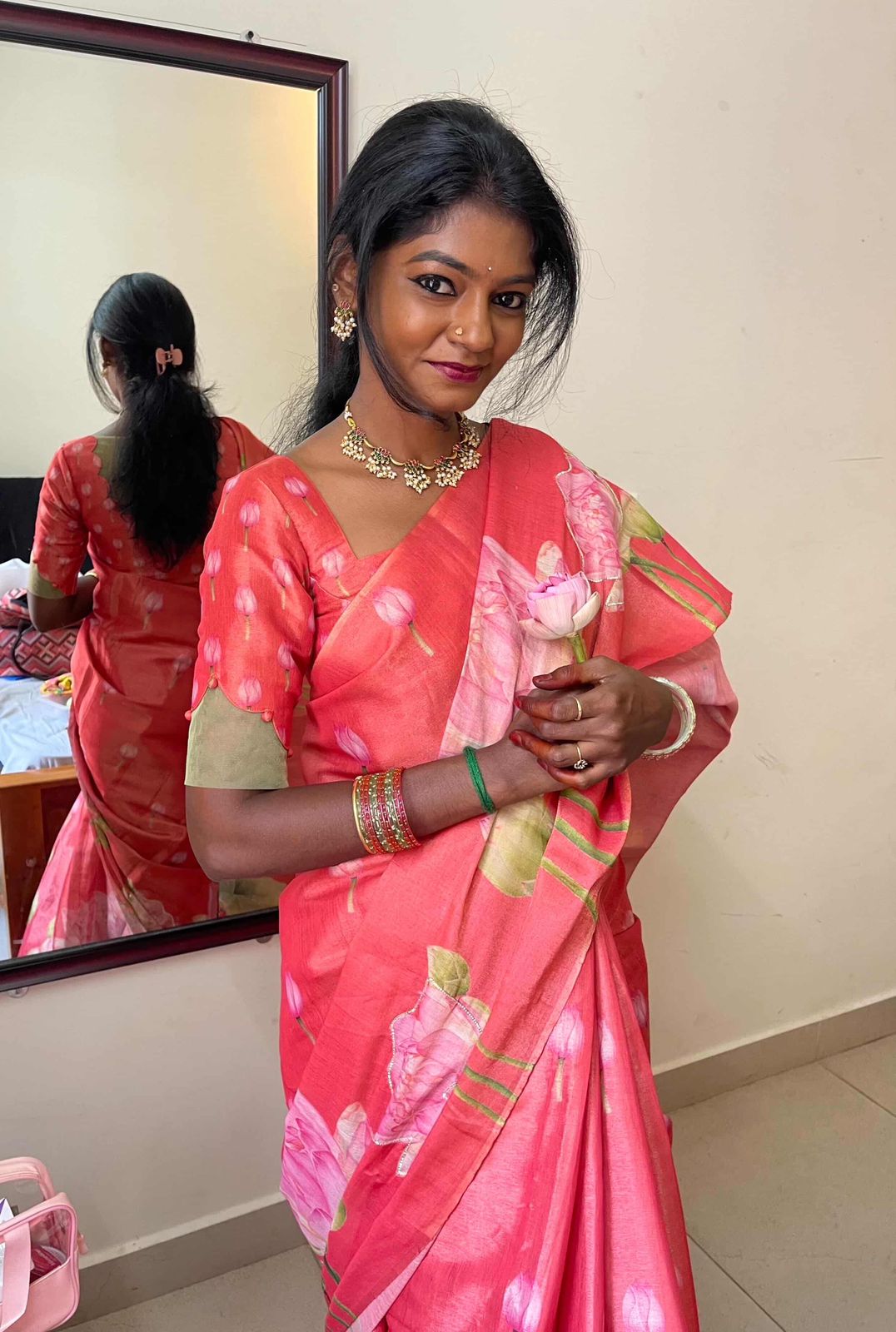 Rajalakshmi Orange Tissue Linen