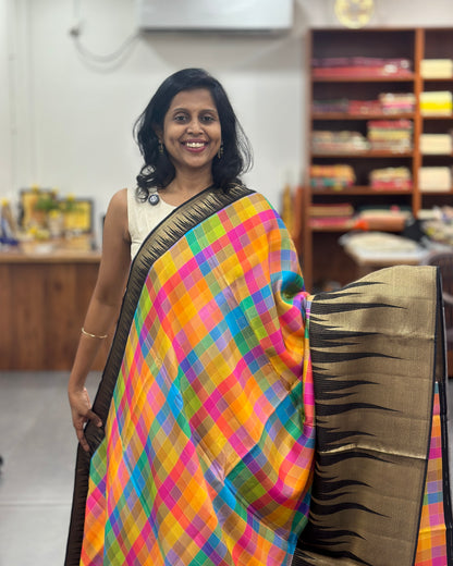 Viscose Multi Checkered Saree