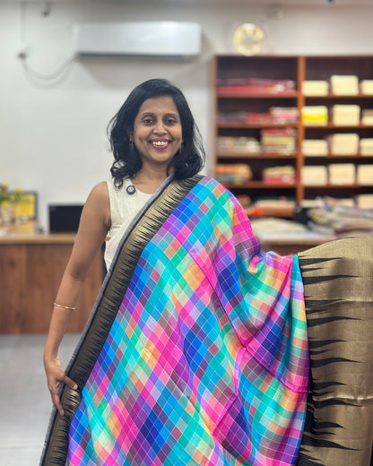 Viscose Multi Checkered Saree