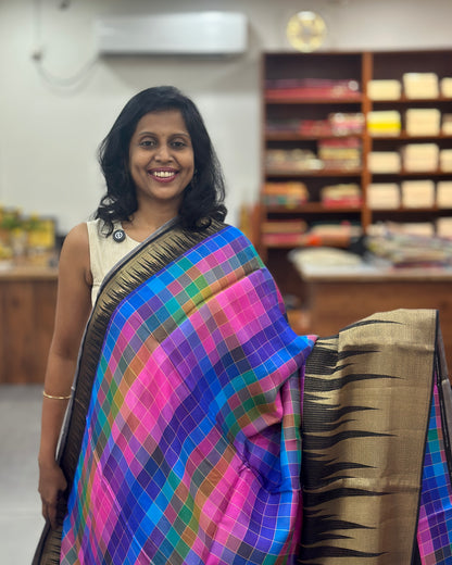 Viscose Multi Checkered Saree