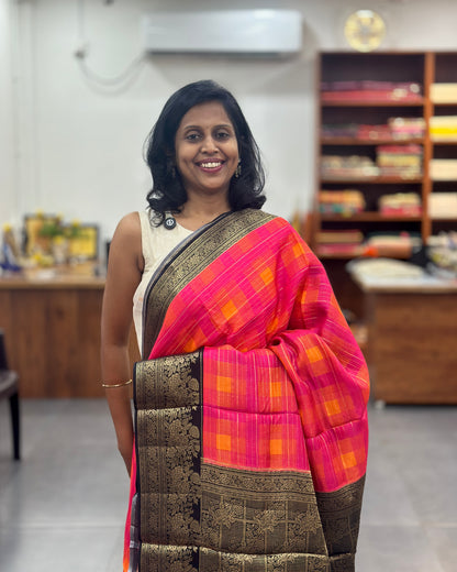 Viscose Multi Checkered Saree