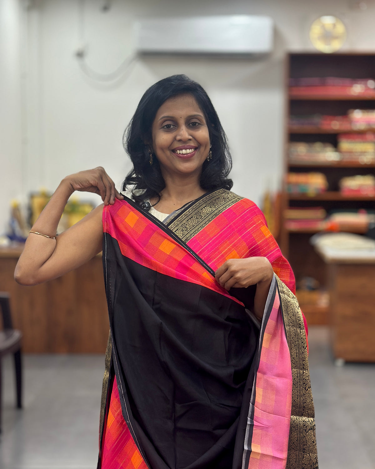 Viscose Multi Checkered Saree