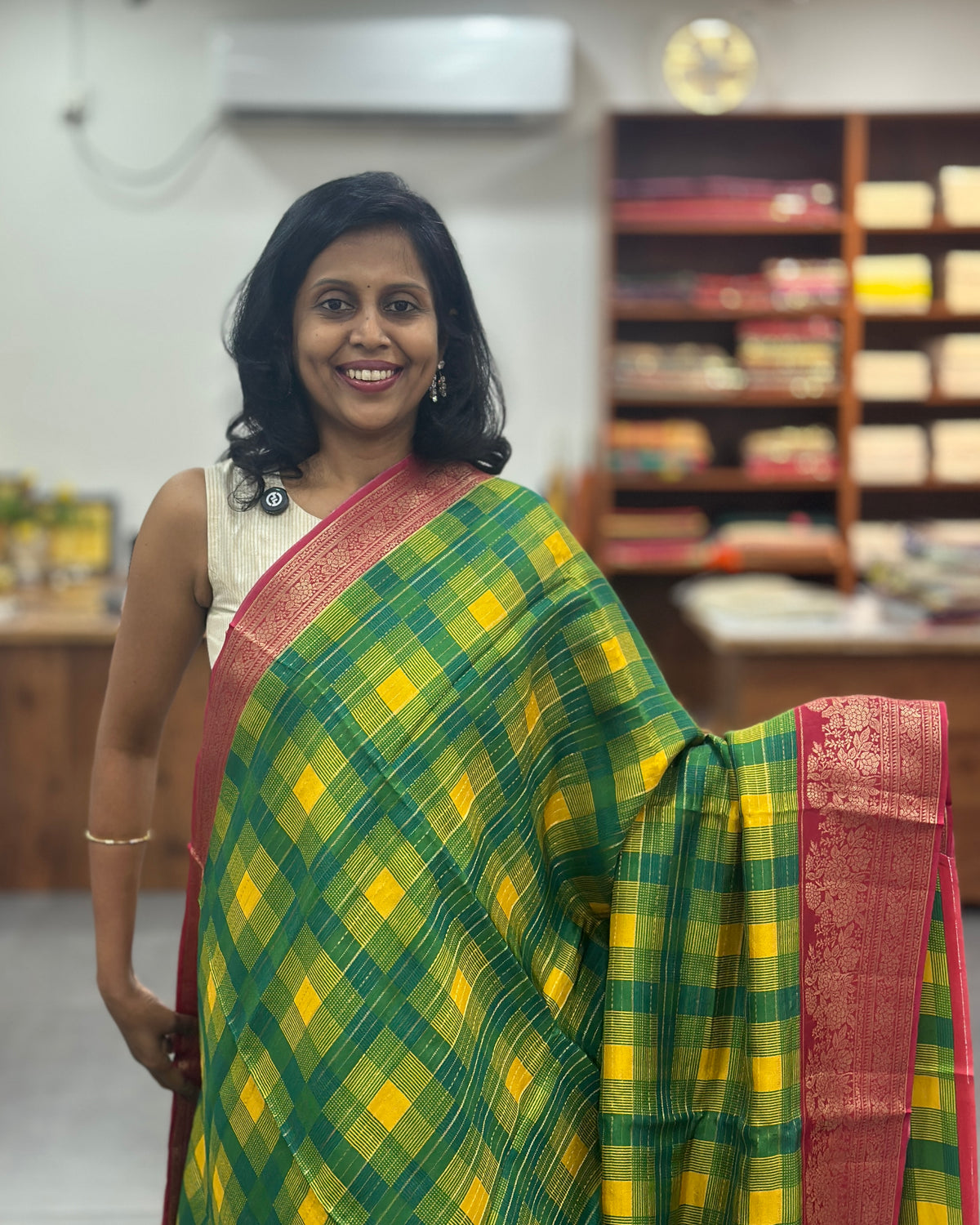 Viscose Multi Checkered Saree