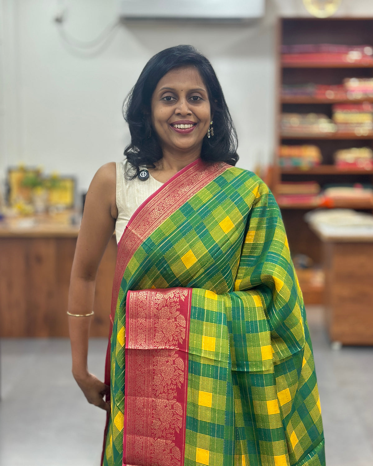 Viscose Multi Checkered Saree