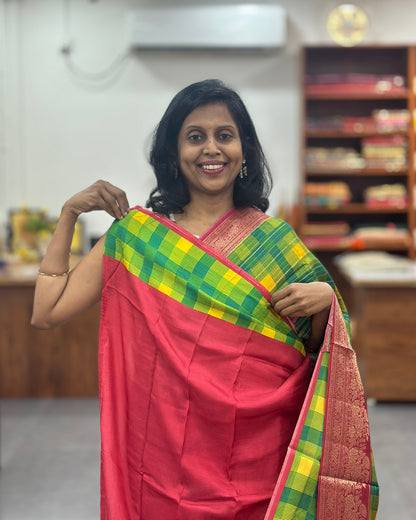 Viscose Multi Checkered Saree