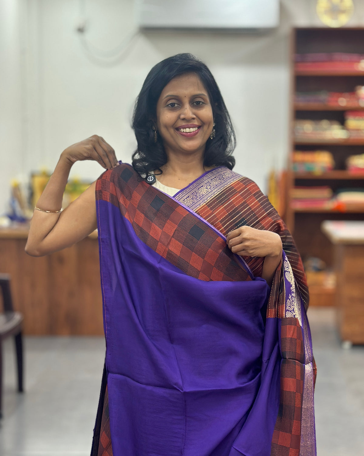 Viscose Multi Checkered Saree