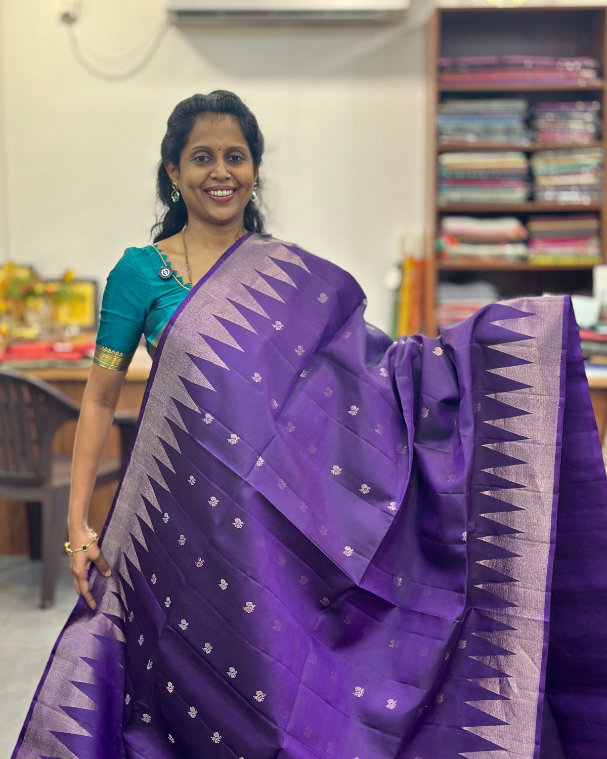 Purple Gold Woven Pure Soft Silk Saree