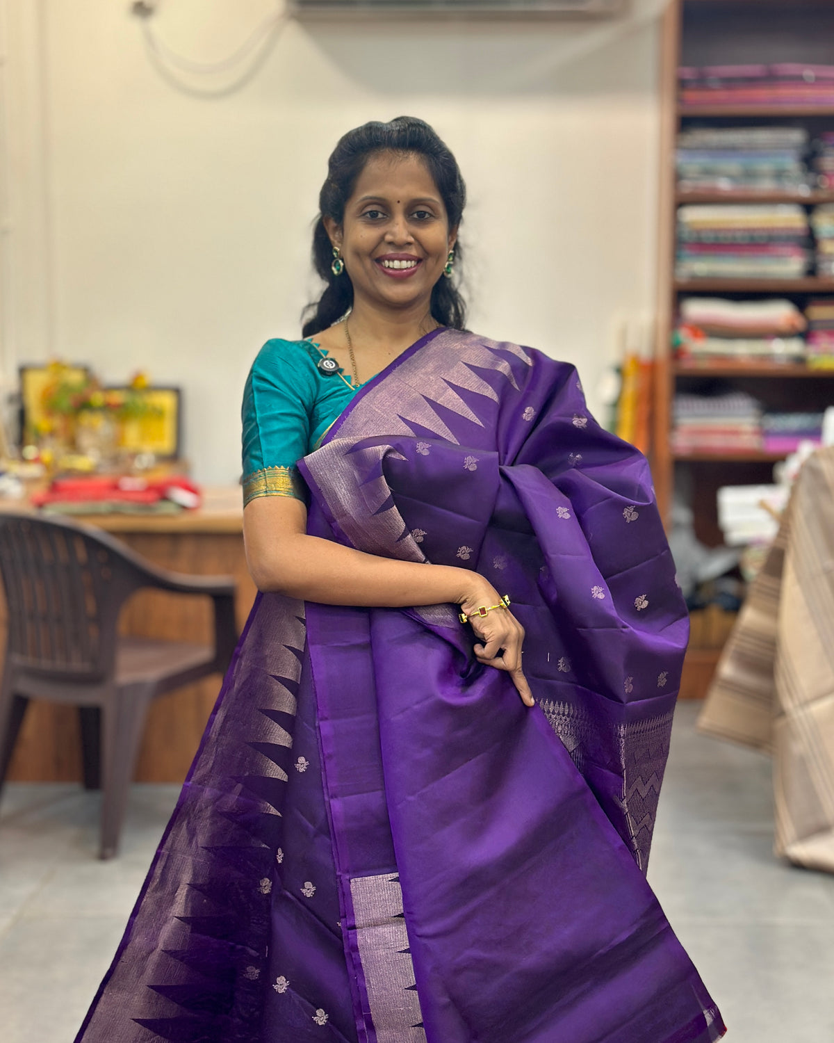 Purple Gold Woven Pure Soft Silk Saree