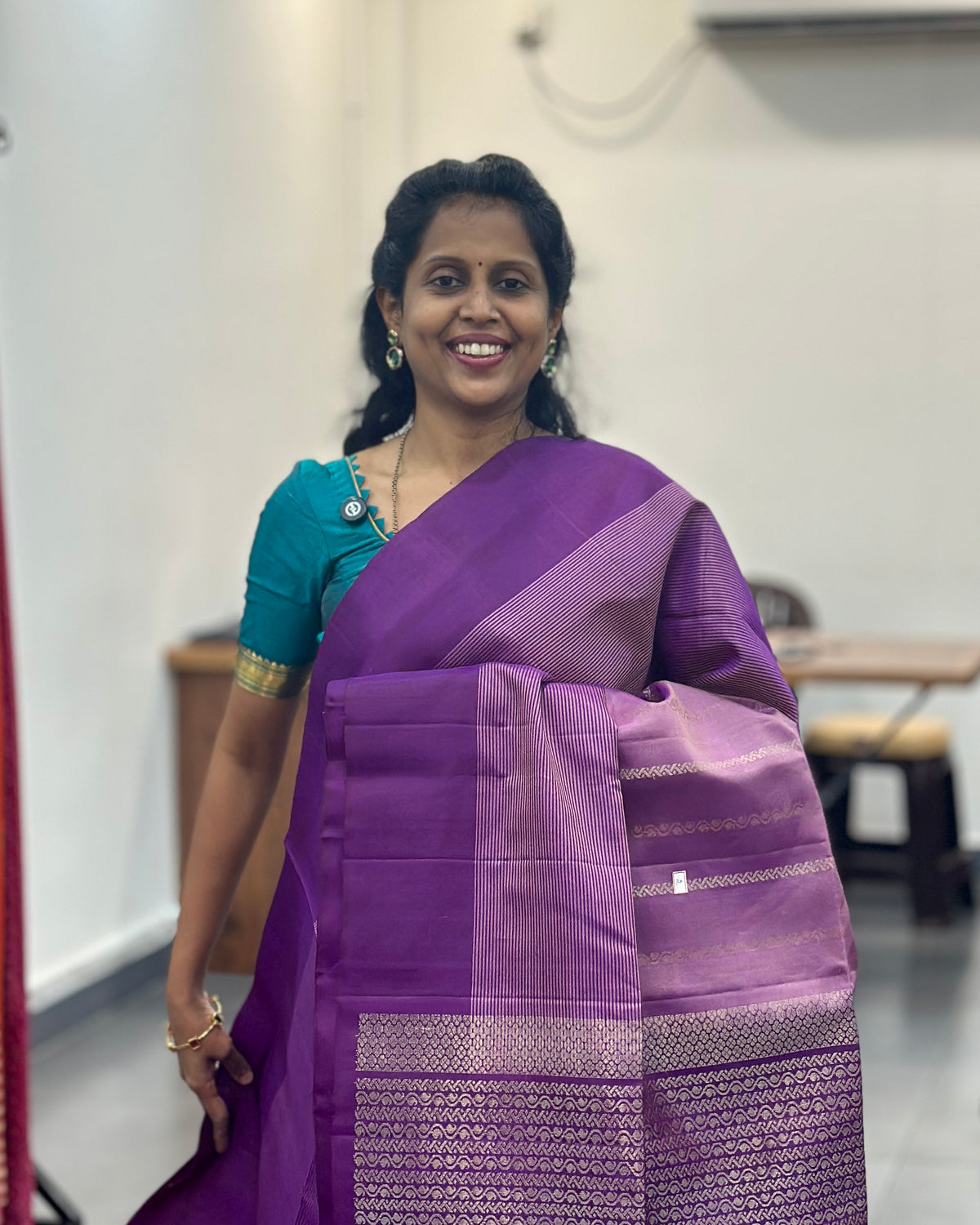 Lavender Purple Gold Woven Pure Soft Silk Saree
