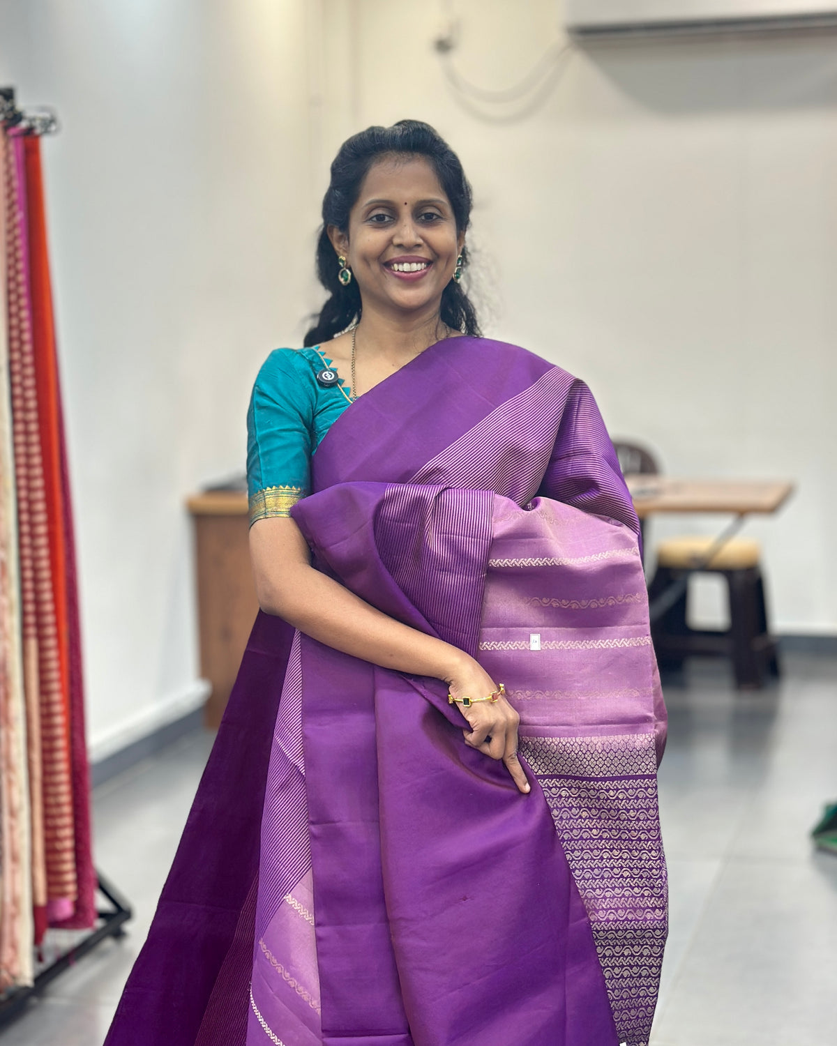 Lavender Purple Gold Woven Pure Soft Silk Saree