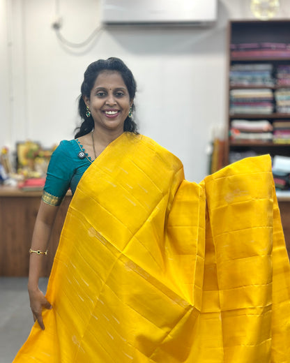 Yellow Gold Zari Woven Pure Soft Silk Saree