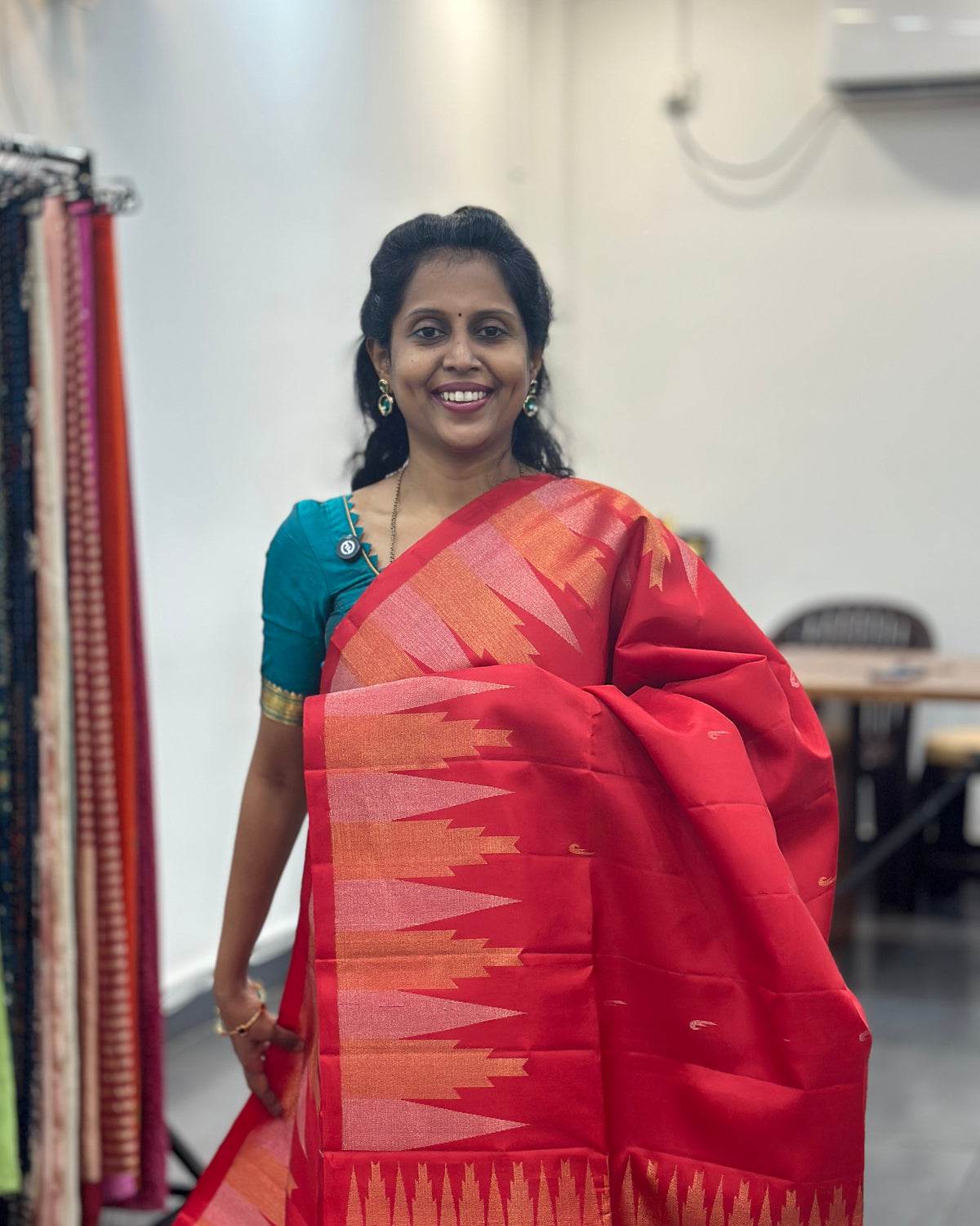 Red Gold Zari Woven Pure Soft Silk Saree