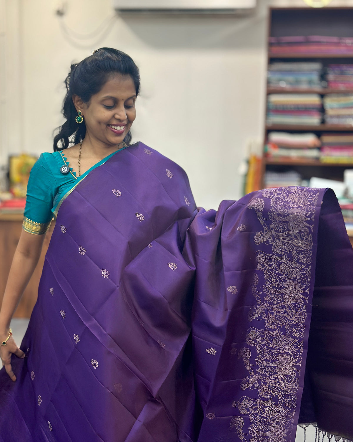 Purple Gold Woven Pure Soft Silk Saree