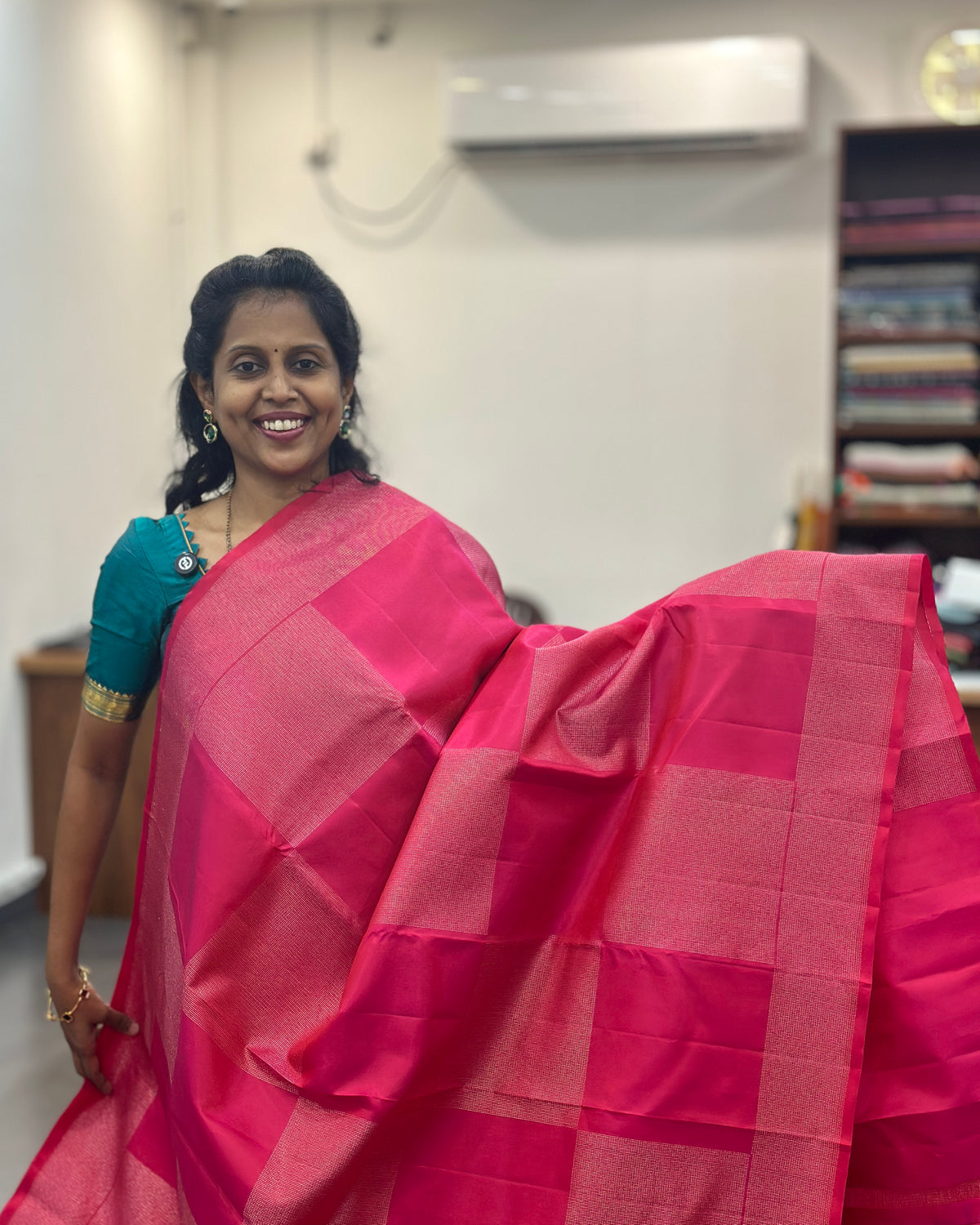 Rani Pink Gold Woven Pure Soft Silk Saree