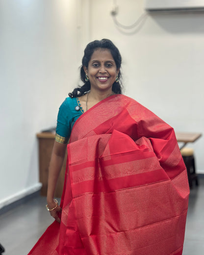 Red Gold Woven Pure Soft Silk Saree