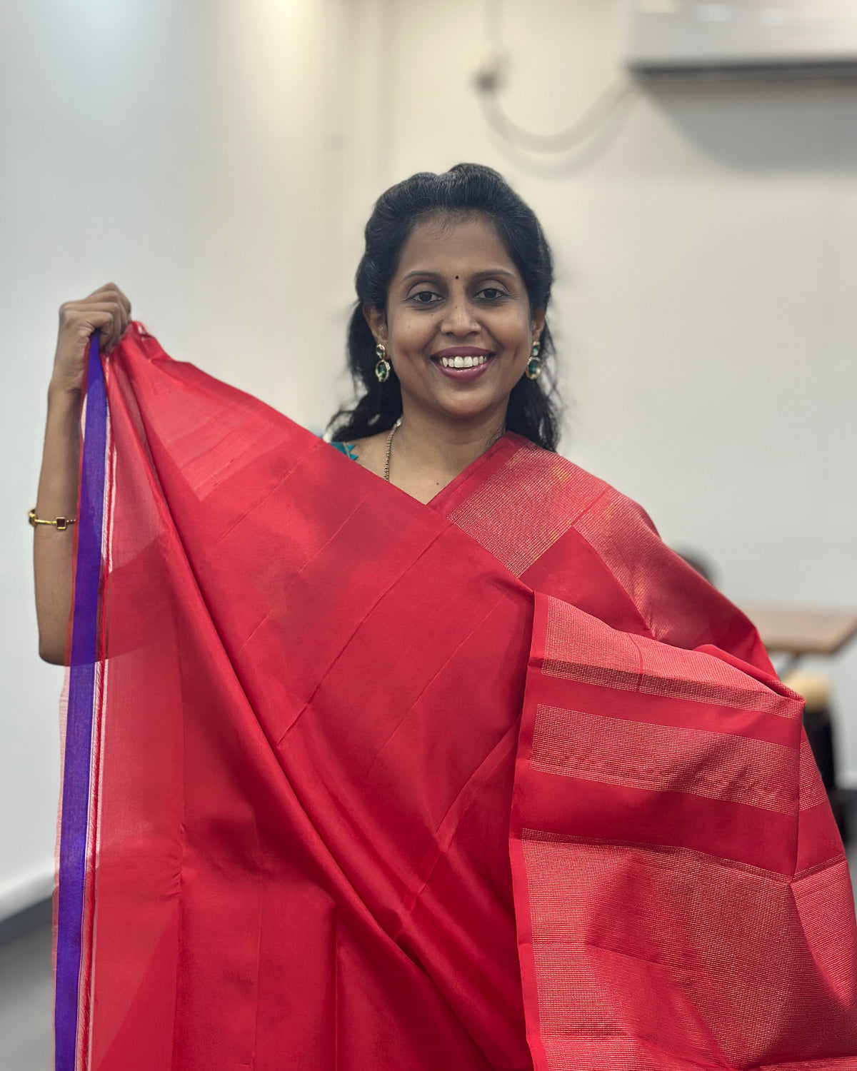 Red Gold Woven Pure Soft Silk Saree