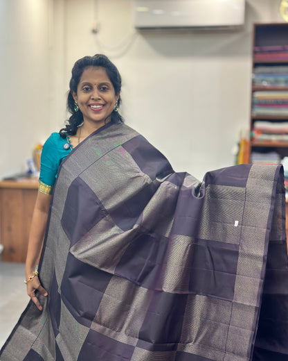 Navy Blue Gold Woven Pure Soft Silk Saree