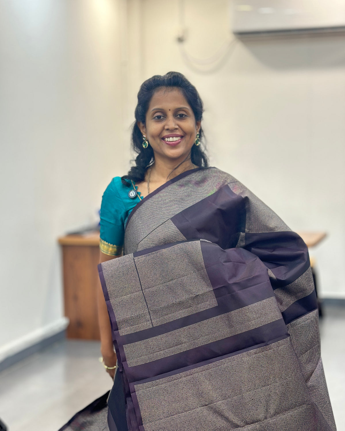 Navy Blue Gold Woven Pure Soft Silk Saree
