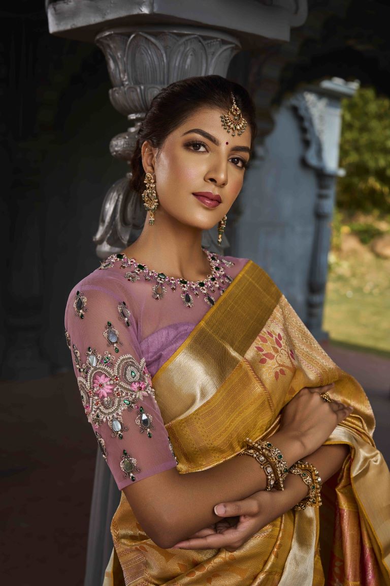 Yellow Silver Zari Muhurtham Silk