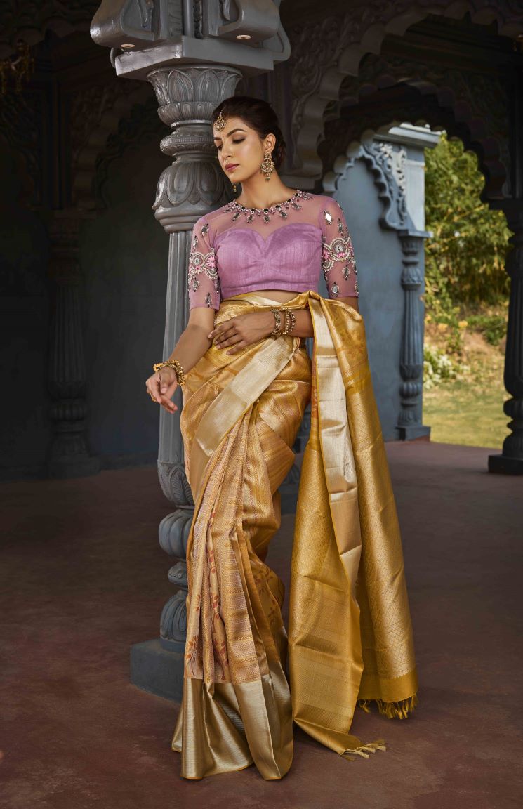 Yellow Silver Zari Muhurtham Silk