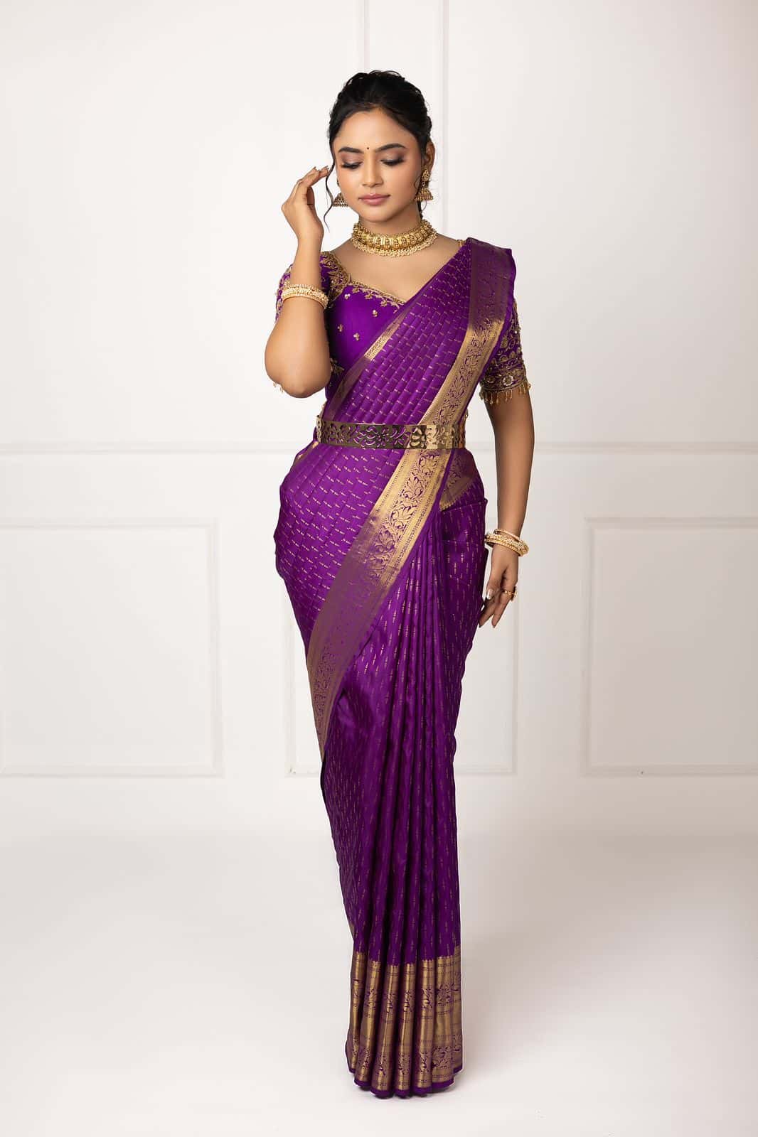 Purple Gold Woven Silk