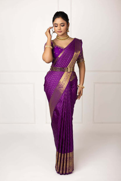 Purple Gold Woven Silk