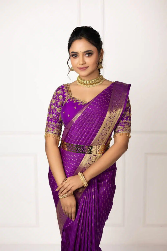 Purple Gold Woven Silk