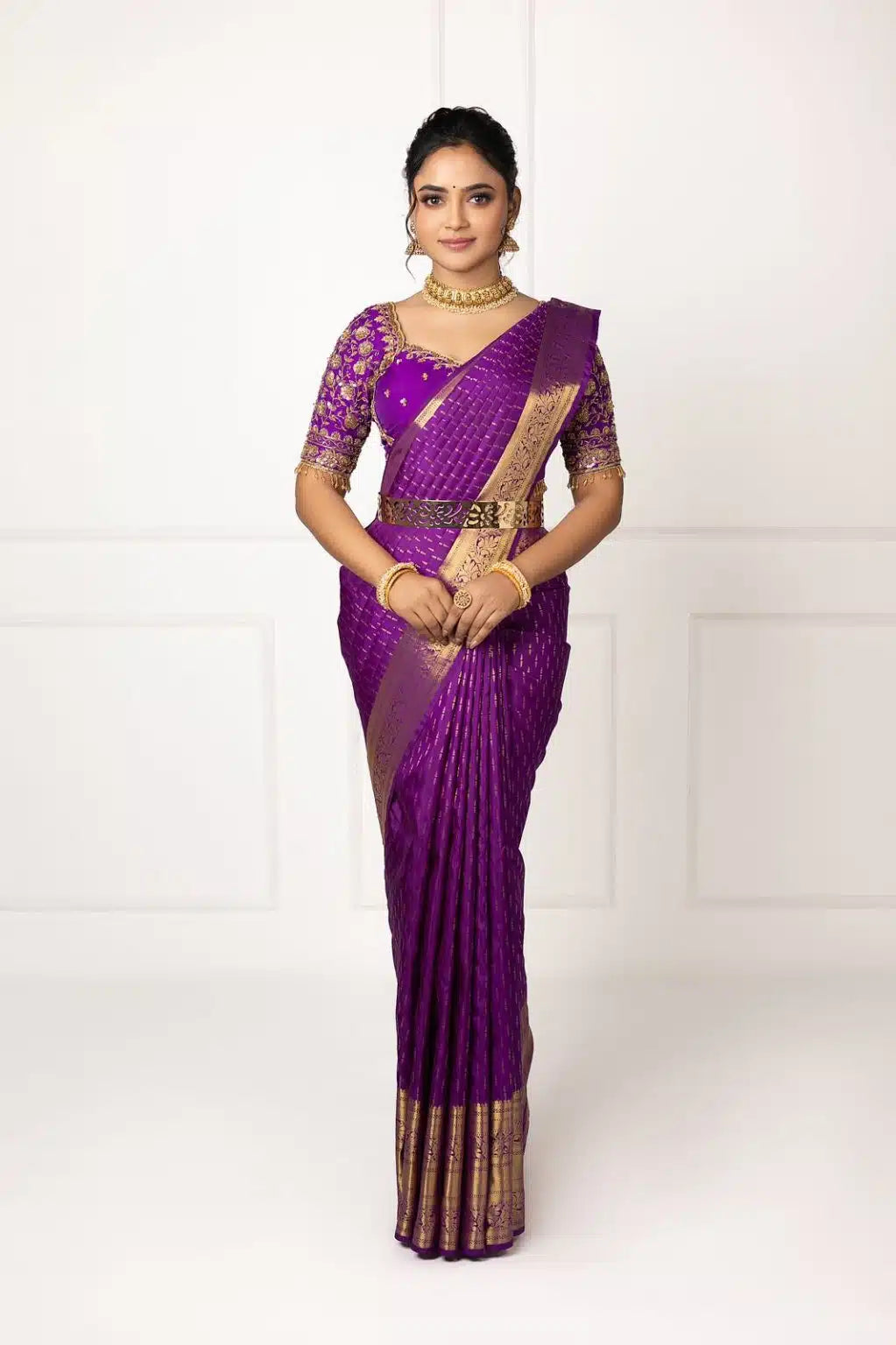 Purple Gold Woven Silk