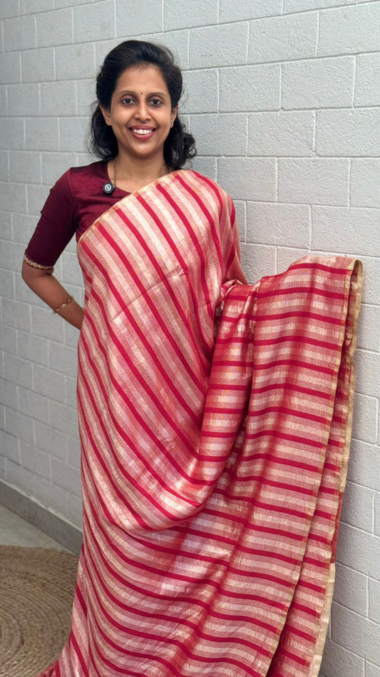 Pure Moonga Zari Stripes Saree