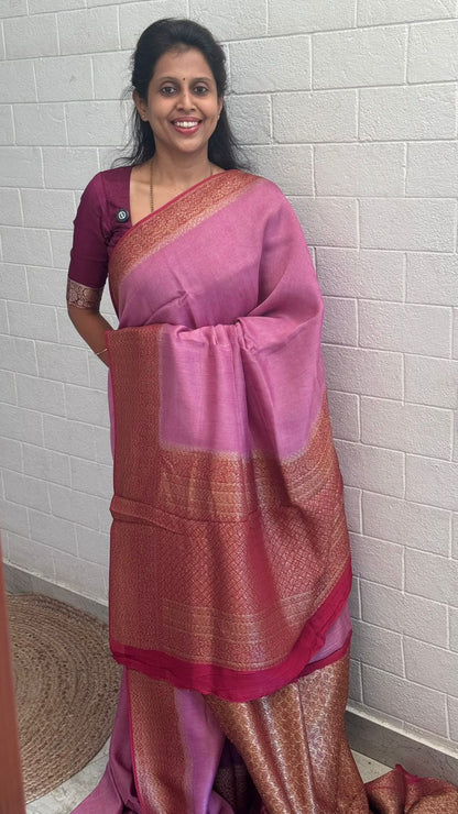 Moonga Tussar Contrast Border Saree