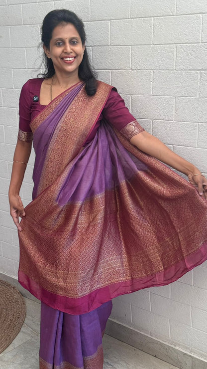 Moonga Tussar Contrast Border Saree