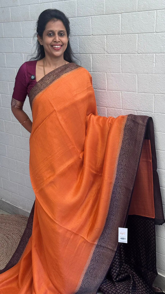 Moonga Tussar Contrast Border Saree