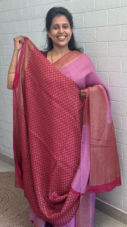 Moonga Tussar Contrast Border Saree